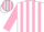 Silk - White,  pink stripes on sleeves