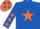 Silk - Royal blue, orange star, royal blue sleeves, orange stars and cap