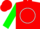 Silk - Red, white circle with green 'ro aj', green slvs
