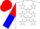 Silk - White, red and white 'b/s', white stars, on red and blue halved sleeves, red cap