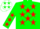 Silk - Green, white 'es' on red stars