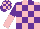 Silk - Pink and purple check, purple and pink halved sleeves, purple and pink check cap