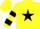 Silk - Yellow, black star, black bars on sleeves yellow cap