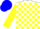 Silk - White, blue and yellow blocks, blue and yellow blocks on sleeves, blue cap
