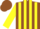 Silk - Brown, yellow belt, yellow stripes on sleeves, brown cap