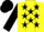 Silk - Yellow, black stars, black stripe and cuffs on sleeves, black cap
