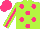 Silk - Lime, hot pink dots, hot pink stripe on sleeves, hot pink cap