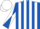 Silk - Royal blue and white stripes, diabolo on sleeves, white cap