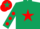 Silk - Dark green, red star, dark green sleeves, red spots, red cap, dark green star