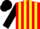 Silk - Red and yellow stripes, black sleeves, black cap