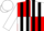 Silk - Red and white quarters, black stripes on white sleeves, white cap