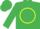 Silk - emerald Green, Yellow Circle, emerald Green Cap