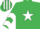 Silk - EMERALD GREEN, white star & chevrons on sleeves, striped cap