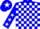 Silk - Blue and white blocks, blue sleeves, white stars, blue cap, white star