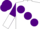 Silk - White body, purple large spots, purple arms, white halved, purple cap