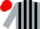 Silk - silver ball, black stripes on silver sleeves, red cap