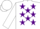 Silk - White, Purple stars, White sleeves and cap