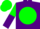 Silk - Purple, purple emblem on forest green ball, forest green and purple halved sleeves, forest green cap