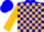 Silk - Blue and gold blocks, gold sleeves, blue cap