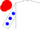 Silk - White, electric blue lightning bolt, blue dots on sleeves, red cap