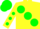 Silk - Yellow, green ball sash, green dots on sleeves, green cap