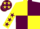 Silk - Yellow and maroon (quartered), yellow sleeves, maroon stars and cap
