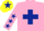 Silk - Pink, dark blue cross belts, pink sleeves, dark blue stars, yellow cap, dark blue star