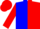 Silk - Blue and red halves, red circled 'h', blue and red opposing sleeves, blue and red cap