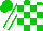 Silk - Green and white blocks, white sleeves, green seams, green cap