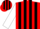 Silk - Red and black stripes, white sleeves, red cap, black stripes