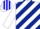 Silk - White, dark blue diagonal stripes, white cap, blue stripes