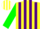 Silk - Yellow, white 'sss' on green shamrock, yellow & amp; purple stripes on green sleeves