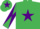 Silk - Emerald green, purple star, diabolo on sleeves, purple star on cap