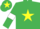 Silk - Emerald green, yellow star, emerald green sleeves, white armlets, emerald green cap, yellow star