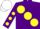 Silk - Purple, large yellow spots, yellow spots on sleeves, white cap