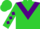 Silk - Lime green, purple triangular panel, purple diamonds on sleeves