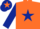 Silk - Orange, dark blue star and sleeves, dark blue cap, orange star