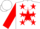 Silk - White, 's/r' on red star, red stars and cuffs on sleeves