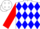 Silk - White, 'w' on blue diamonds, blue bands on red sleeves