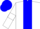 Silk - White, Blue stripe, White sleeves, Blue And White armlets, Blue cap