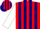 Silk - Red, navy blue stripes, red and navy blue bars on white sleeves