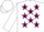 Silk - Navy, white 'd/b', maroon stars on white sleeves, navy cap