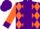 Silk - Purple, 'ant' on orange diamonds, purple stripe and cuffs on orange sleeves