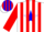 Silk - White, blue and red stripes, blue 's/m' on blue framed star, red stripes on sleeves