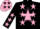 Silk - Black, 'm' on pink star, pinks stars