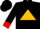 Silk - Black, gold triangle, red cuffs on black sleeves, black cap