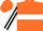 Silk - Neon orange, orange and black emblem on white hoop on back, white and black stripe on sleeves, orange cap