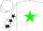 Silk - White, Green star, white sleeves, Black Stars, White Cap