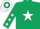 Silk - DARK GREEN, white star & stars on sleeves, hooped cap