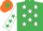 Silk - EMERALD GREEN,white stars,white sleeves,em.green stars,orange cap,em.green star